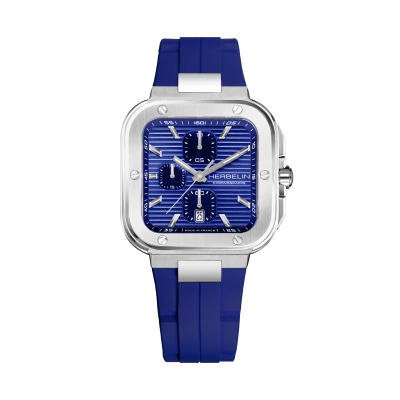 CAP CAMARAT SQUARE – CHRONOGRAPHE – BLEU & FKM BLEU | Club de la Montre