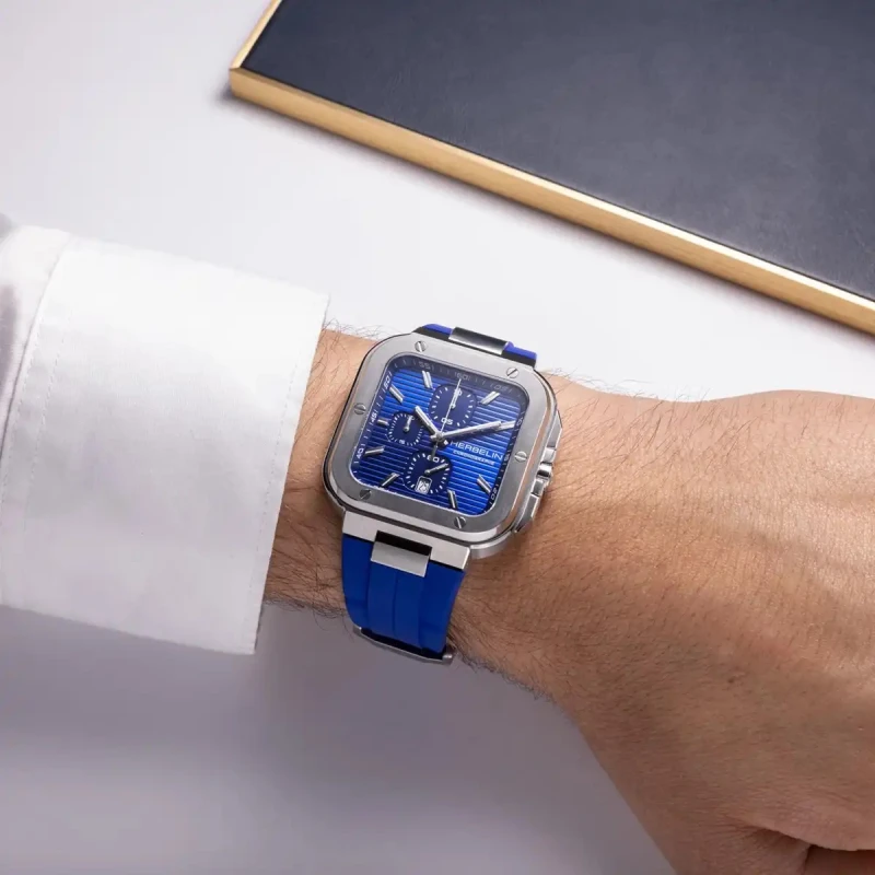 CAP CAMARAT SQUARE – CHRONOGRAPHE – BLEU & FKM BLEU | Club de la Montre