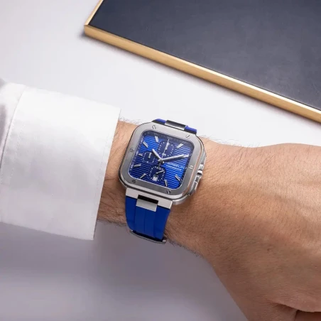 CAP CAMARAT SQUARE – CHRONOGRAPHE – BLEU & FKM BLEU | Club de la Montre