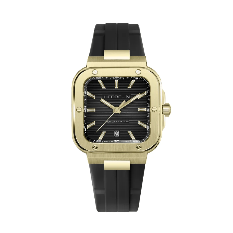 CAP CAMARAT – SQUARE AUTOMATIQUE  – ACIER PVD OR 1N & NOIR | Club de la Montre