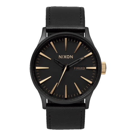 Montre Nixon - Sentry Leather Matte Black Gold | Club de la Montre