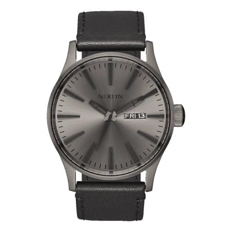 Montre Nixon - Sentry Leather Gunmetal Black | Club de la Montre