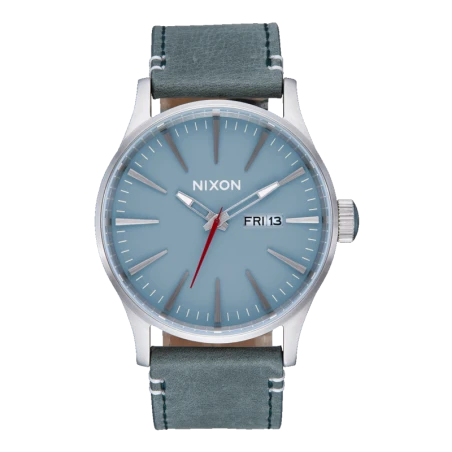 Montre Nixon - Sentry Leather Silver Dusty Blue Dk Forest | Club de la Montre
