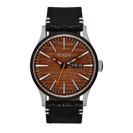 Montre Nixon - Sentry Leather Silver Rosewood Black | Club de la Montre