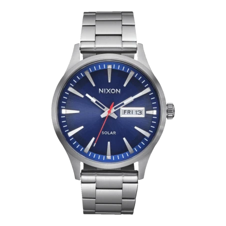 Montre Nixon - Sentry Solar Stainless Steel Navy Sunray Silver | Club de la Montre