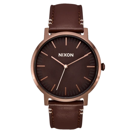 Montre Nixon - Porter Leather Chocolate Dark Roast Brown | Club de la Montre