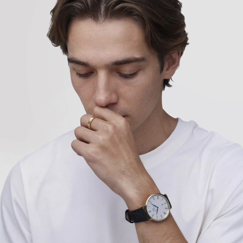 Montre Daniel Wellington - Classic Roman Numerals Date Black Croc Belly Gold - 40mm