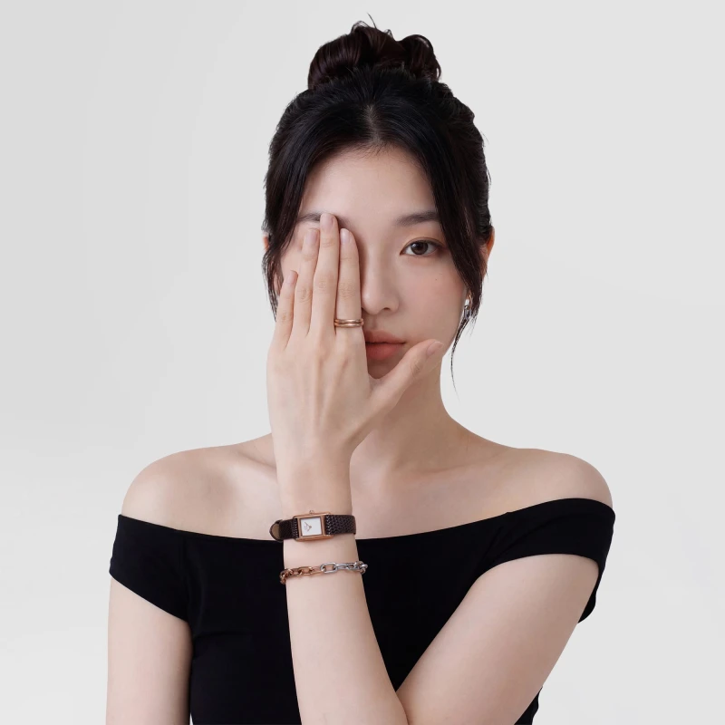 Montre Daniel Wellington - Bound Mini Dark Brown Lizard Rose Gold - 17mm