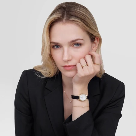 Montre Daniel Wellington - Ophelia Mini Black Lizard White Guilloché Gold