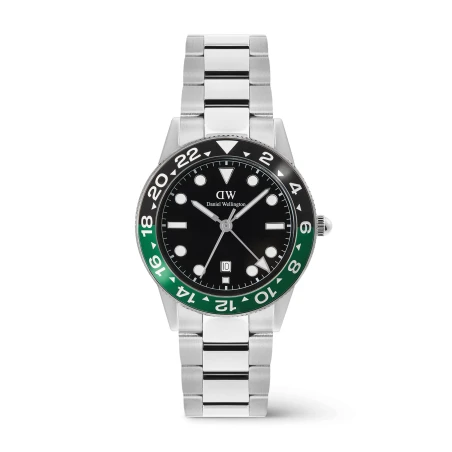 Montre Daniel Wellington - Iconic GMT Link Black Green Ceramic Bezel Silver - 40mm