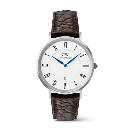 Montre Daniel Wellington - Classic Roman Numerals Date Dark Brown Croc Belly Silver - 40mm