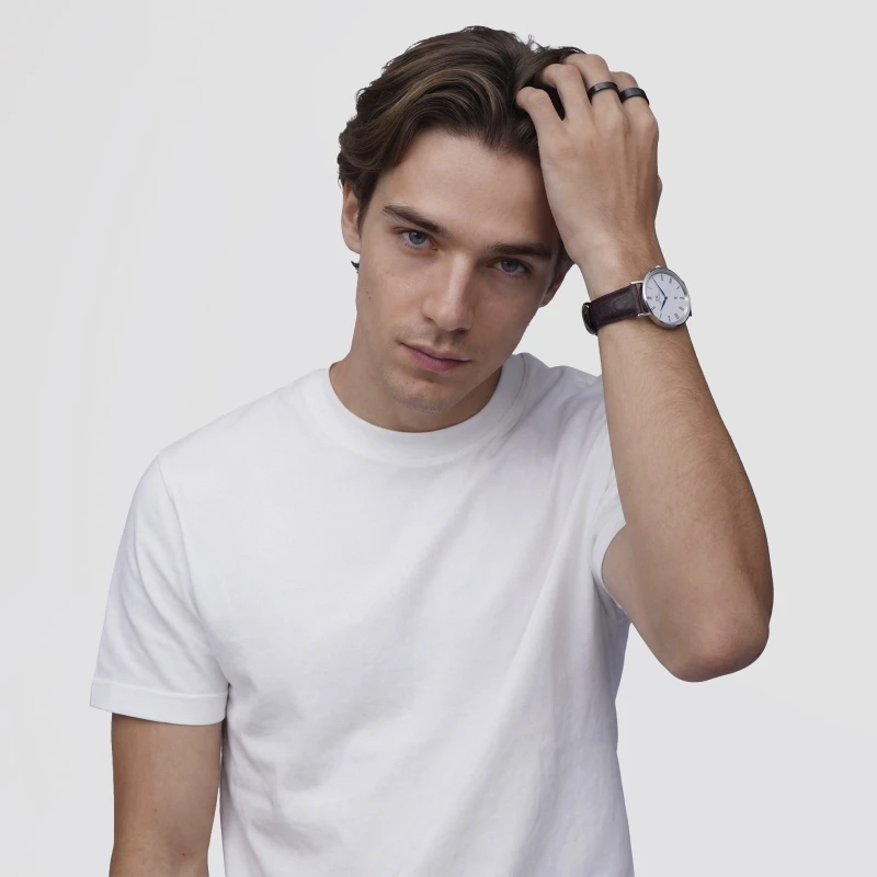 Montre Daniel Wellington - Classic Roman Numerals Date Dark Brown Croc Belly Silver - 40mm