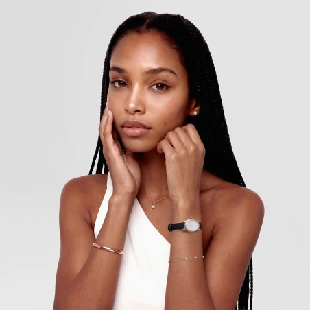 Montre Daniel Wellington - Ophelia Mini Dark Brown Lizard White Guilloché Rose Gold