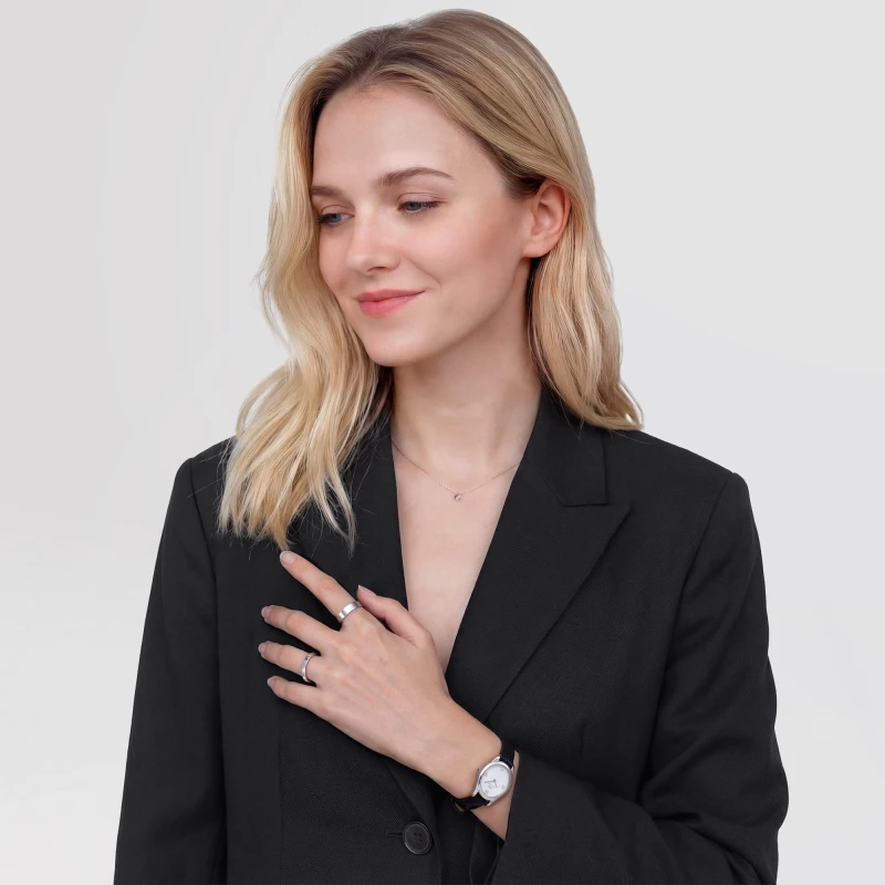 Montre Daniel Wellington - Ophelia Mini Black Lizard White Guilloché Silver
