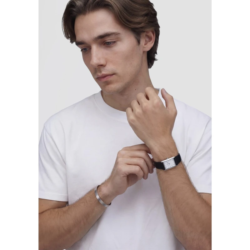 Montre Daniel Wellington - Bound Black Crocodile Guilloché Silver - 22mm