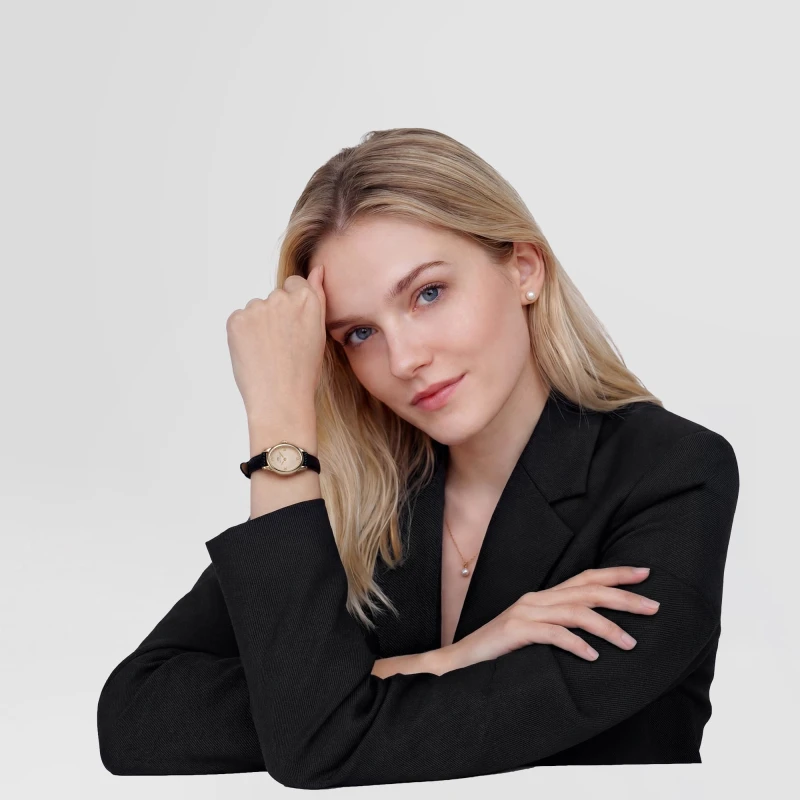 Montre Daniel Wellington - Ophelia Mini Black Lizard Unitone Guilloché Gold