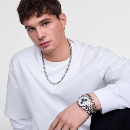 Montre Daniel Wellington - Iconic Chronograph Arch 5-Link Off- White Panda Silver - 42mm