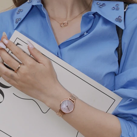 Montre Daniel Wellington - Petite Lumine 5-Link Melrose Pink MoP - 28mm