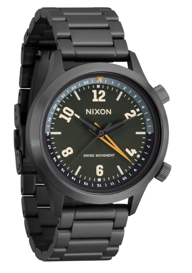 Montre Nixon - Drifter GMT - Gunmetal / Kobu Green