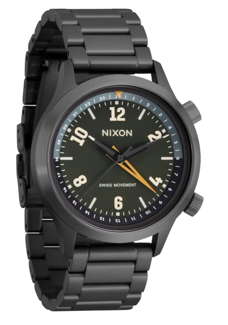 Montre Nixon - Drifter GMT - Gunmetal / Kobu Green