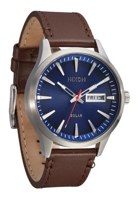 Montre Nixon - Sentry Solar Leather - Navy Sunray / Silver