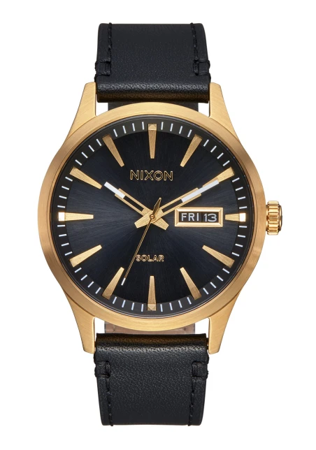 Montre Nixon - Sentry Solar Leather - All Gold / Black