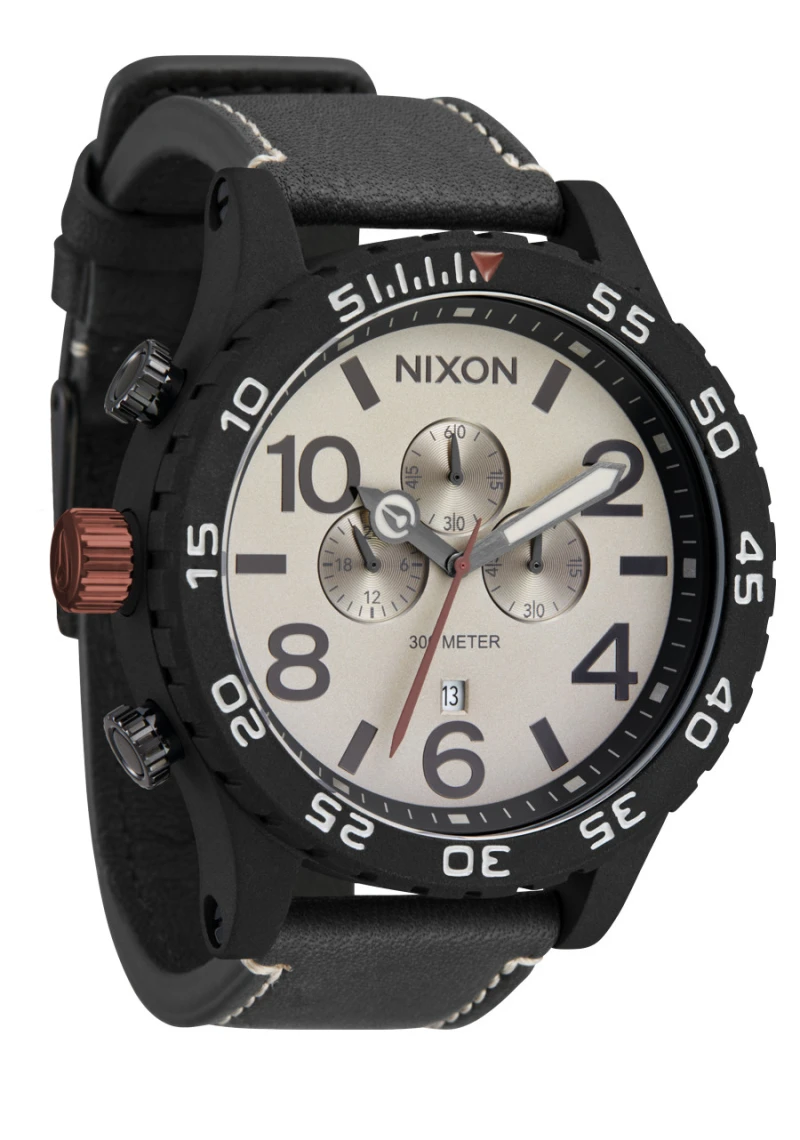Montre Nixon - 51-30 Chrono Leather - Black / Pumice / Charcoal