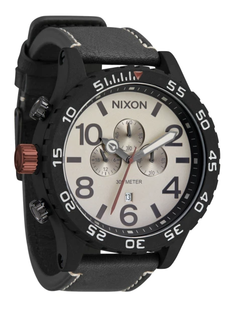 Montre Nixon - 51-30 Chrono Leather - Black / Pumice / Charcoal