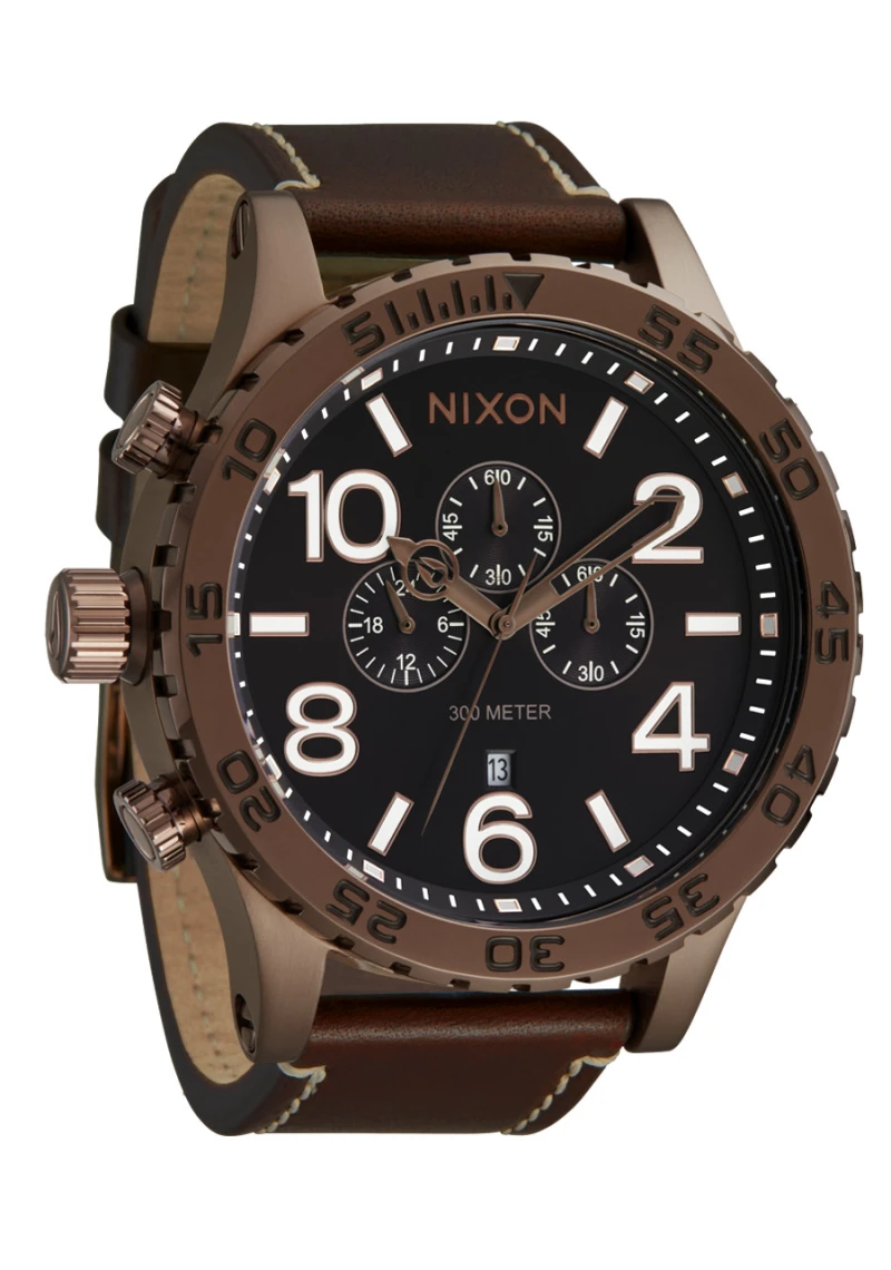 Montre Nixon - 51-30 Chrono Leather - Chocolate / Dark Roast / Brown