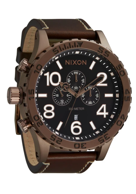 Montre Nixon - 51-30 Chrono Leather - Chocolate / Dark Roast / Brown