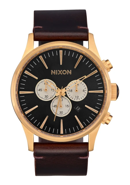 Montre Nixon - Sentry Chrono Leather - Gold / Indigo / Brown