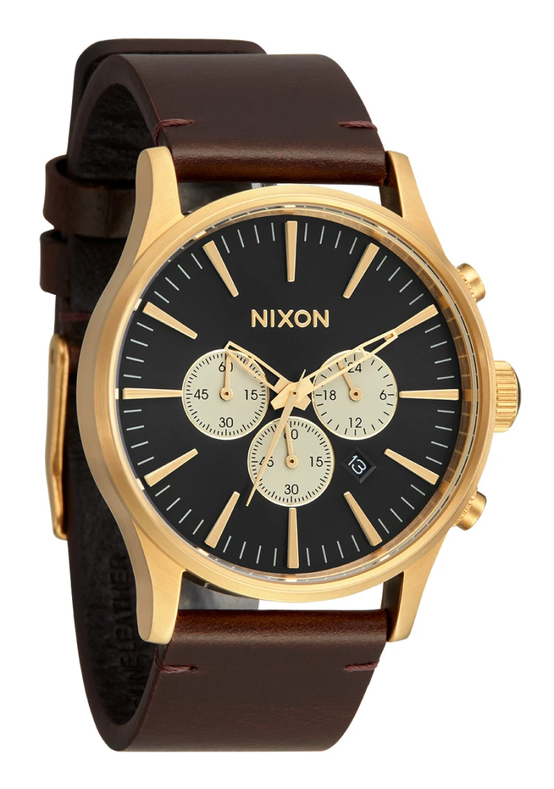 Montre Nixon - Sentry Chrono Leather - Gold / Indigo / Brown