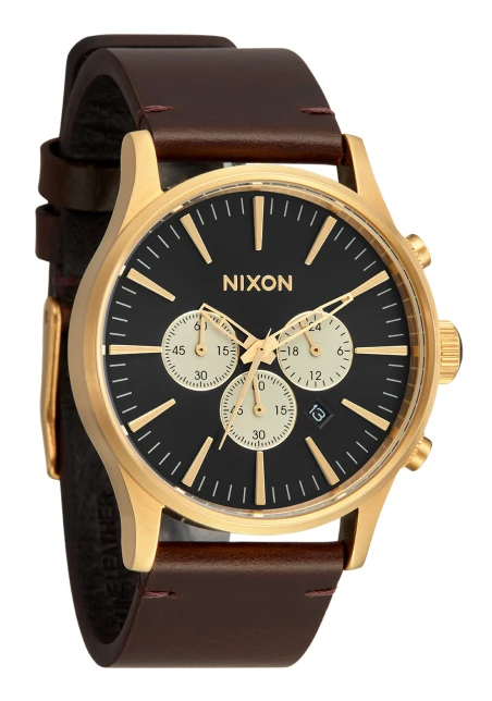 Montre Nixon - Sentry Chrono Leather - Gold / Indigo / Brown