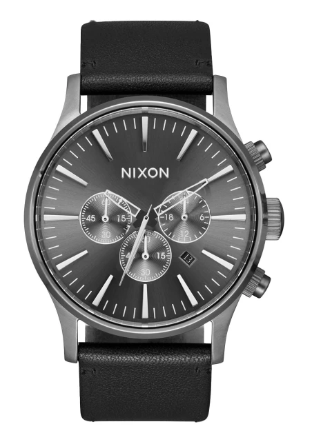 Montre Nixon - Sentry Chrono Leather - All Gunmetal / Black