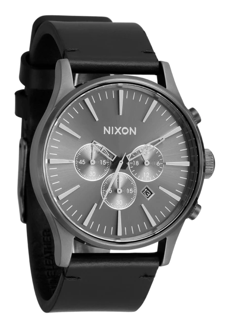 Montre Nixon - Sentry Chrono Leather - All Gunmetal / Black