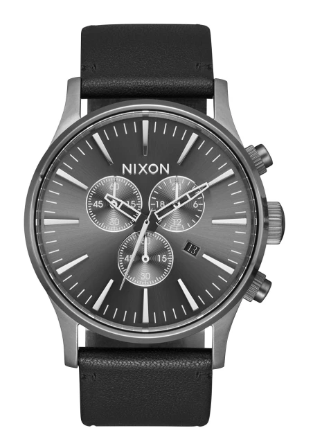 Montre Nixon - Sentry Chrono Leather - All Gunmetal / Black