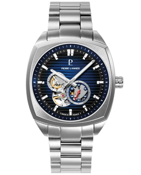 Montre Pierre Lannier - Automatique Homme ARCADIUS Argenté Cadran Soleillé Bleu Bracelet Acier Argenté 22MM - 328F161