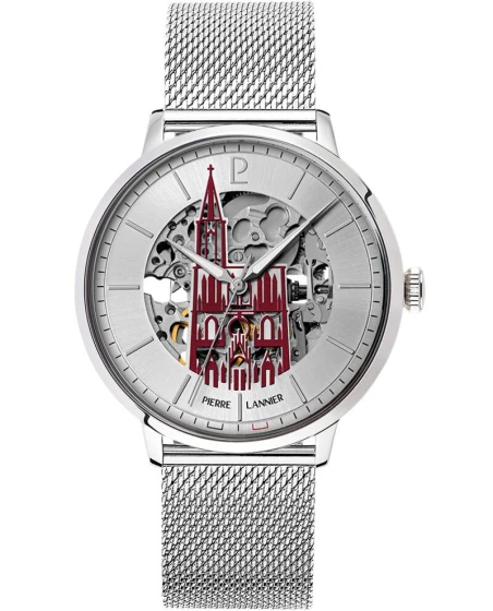 Montre Pierre Lannier - Automatique Homme CATHEDRALE Argenté Cadran Soleillé Argenté Bracelet Acier milanais Argenté 20MM - 301F