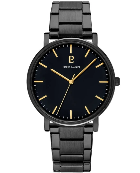 Montre Pierre Lannier - Quartz Homme ESSENTIAL Noir Cadran Noir Bracelet Acier Noir 20MM - 252G439