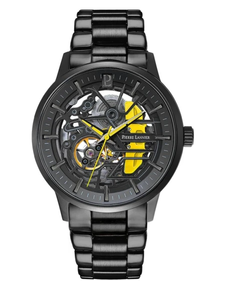 Montre Pierre Lannier - Automatique Homme PADDOCK Noir Cadran Noir Bracelet Acier Noir 22MM - 344A449