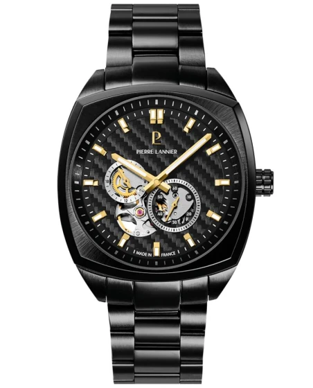 Montre Pierre Lannier - Automatique Homme ARCADIUS Noir Cadran Noir Bracelet Acier Noir 22MM - 329G439