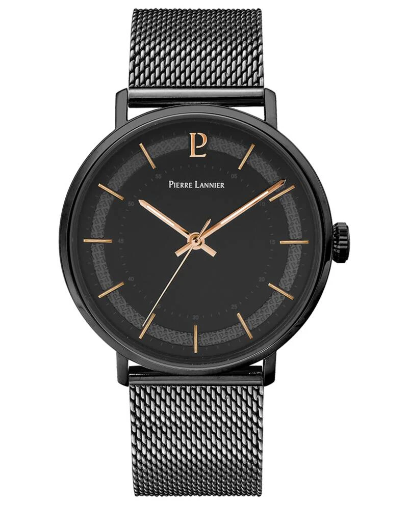 Montre Pierre Lannier - Quartz Homme GAIUS Noir Cadran Noir Bracelet Acier milanais Noir 20MM - 205J439