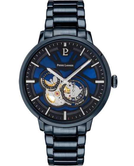 Montre Pierre Lannier - Automatique Homme TRIO Bleu Cadran Soleillé Bleu Bracelet Acier Bleu 20MM - 333D469