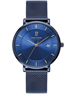 Montre Pierre Lannier - Solaire Homme INTI Bleu Cadran Soleillé Bleu Bracelet Acier milanais Bleu 18MM - 209G469