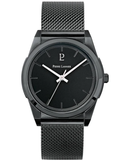 Montre Pierre Lannier - Quartz Homme CANDIDE Noir Cadran Noir Bracelet Acier milanais Noir 20MM - 214K439