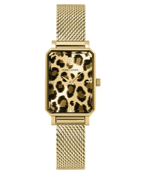 Montre Pierre Lannier - Quartz Femme ARIANE Doré Cadran Léopard Bracelet Acier milanais Doré 12MM - 006L592