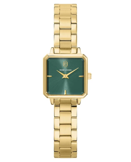 Montre Pierre Lannier - Quartz Femme LEONOR Doré Cadran Soleillé Vert Bracelet Acier Doré 12MM - 073J572