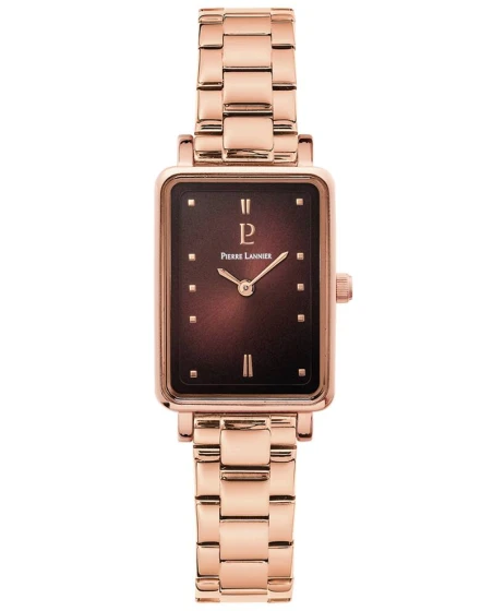 Montre Pierre Lannier - Quartz Femme ARIANE Doré-rose Cadran Soleillé Chocolat Bracelet Acier Doré-rose 12MM - 052J988