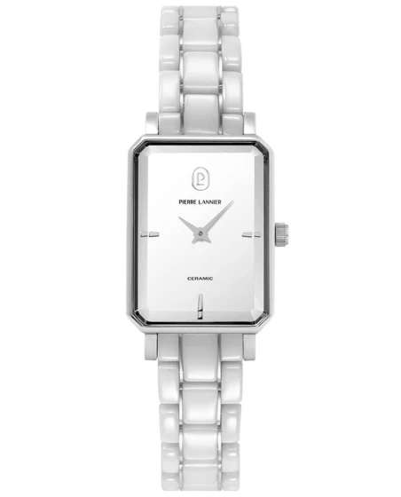 Montre Pierre Lannier - Quartz Femme ARIANE Argenté Cadran Blanc Bracelet Acier céramique Blanc 12MM - 084K809