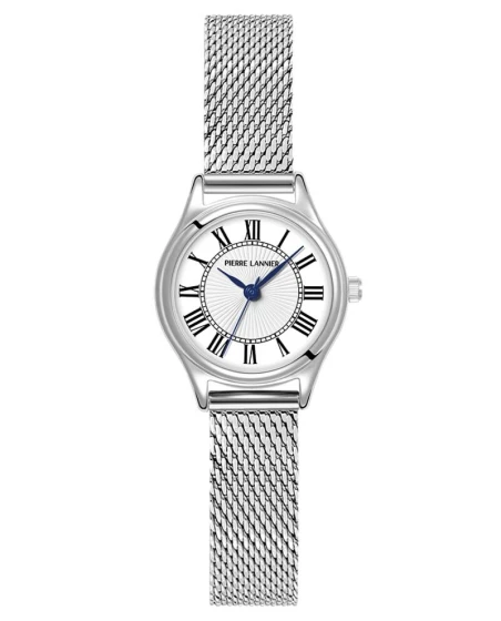 Montre Pierre Lannier - Quartz Femme PYA Argenté Cadran Blanc Bracelet Acier milanais Argenté 12MM - 020L601